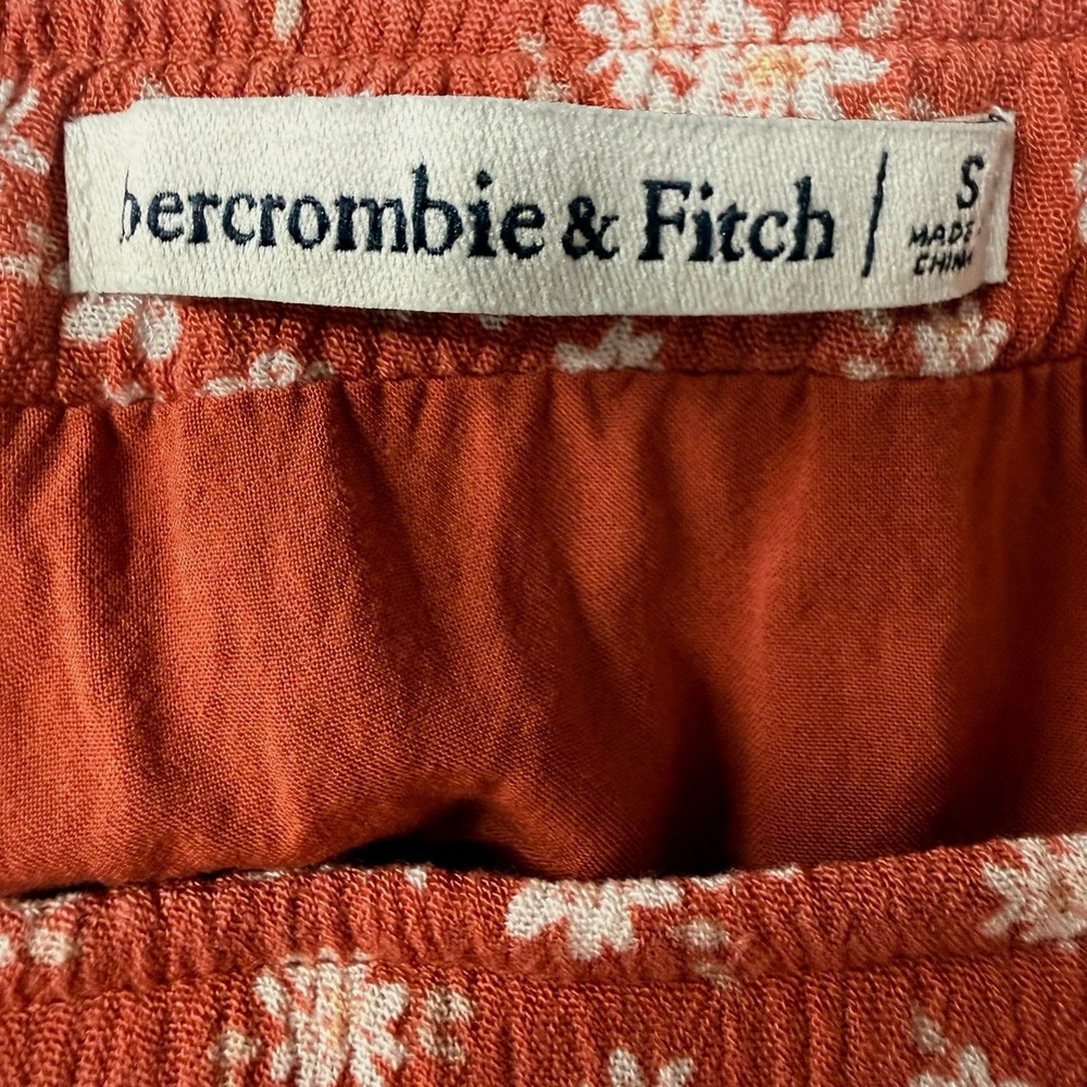 Abercrombie & Fitch Rust Orange Floral Ditsy Ruffle Mini Skirt Cottage Earthy S - Picture 5 of 8